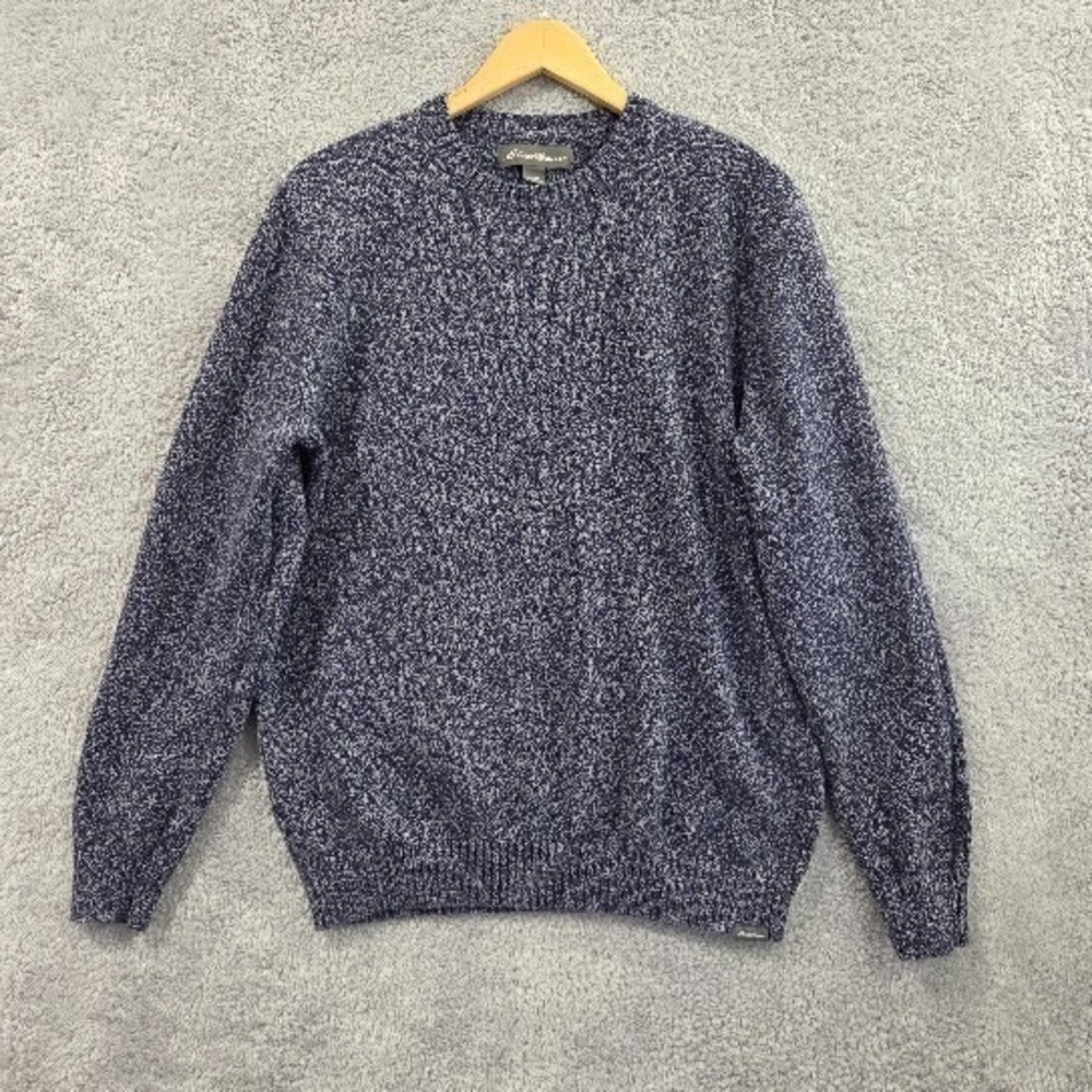 Eddie Bauer Sweater Mens Large Tall (TL) Crewneck Knit Pullover Marled Knit Blue